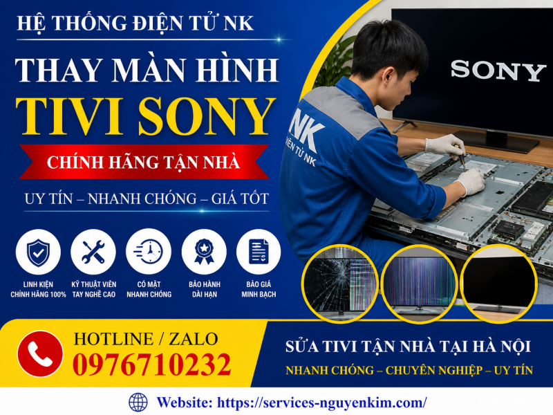 Thay màn hình tivi Sony chính hãng tận nhà giá tốt