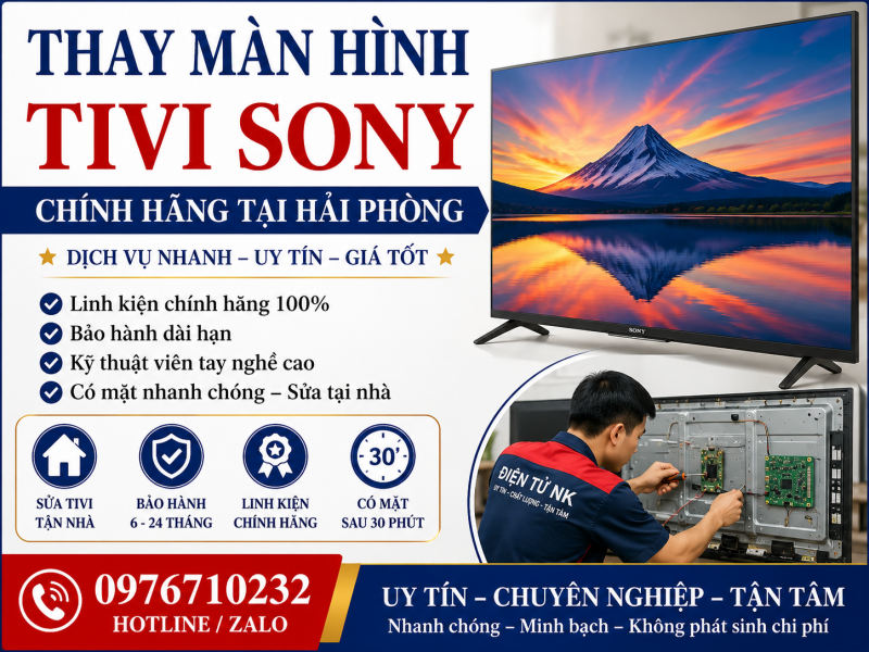 Thay màn hình tivi Sony Hải Phòng chính hãng, sửa nhanh